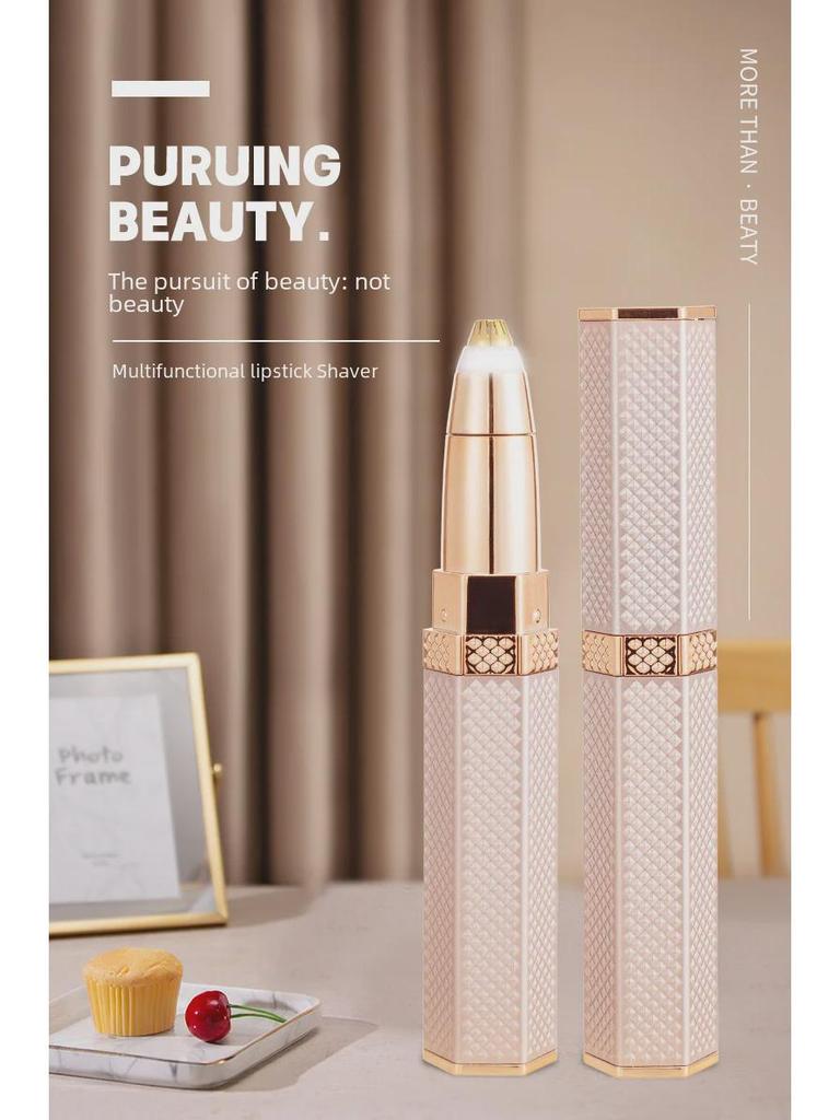 Elektrický holicí strojek na rtěnky a zastřihovač obočí: Mini depilace z obličeje, rtů, nosu, podpaží a soukromých oblastí.