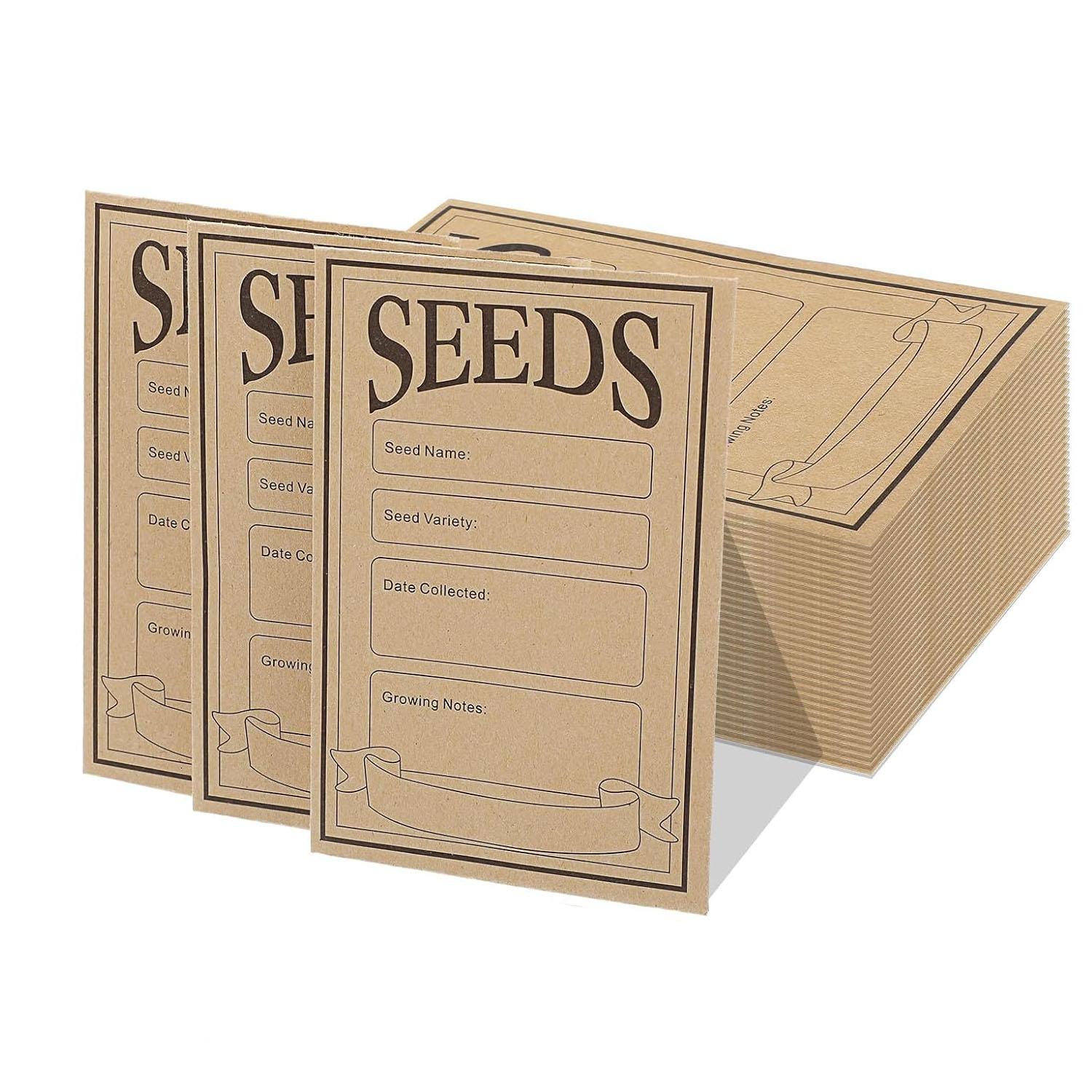 

100/200PCS Brown kraft Paper Seed Packets Self-adhesive Storage Seed Coin Bags Envelopes for Plant Flower Vegetable Collection 8x12cm