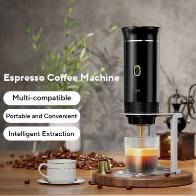 Drahtlose elektrische tragbare Espressomaschine für Auto & Zuhause Camping Kaffeemaschine 3-in-1 Kapselpulver Reisekaffeemaschine