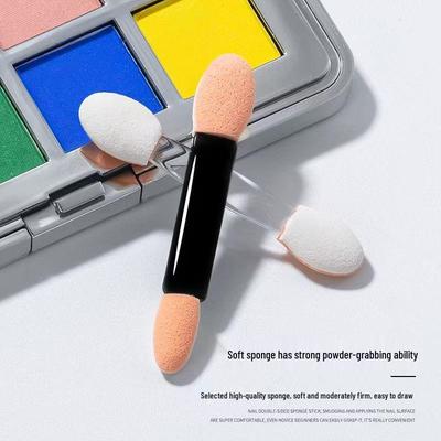 Aurora Mirror Nail Art Blending Stick - Double-Ended Sponge & Eyeshadow Brush, Disposable Makeup Tool