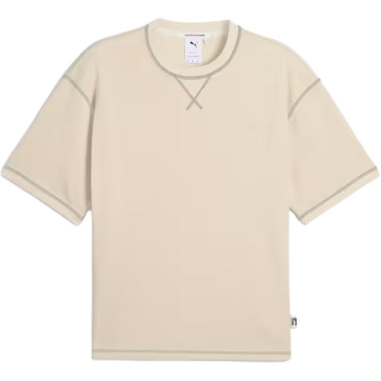 

Puma Solid Color Loose Fit Crew Neck Short Sleeve T-Shirt Men tops Beige 629346-87 S