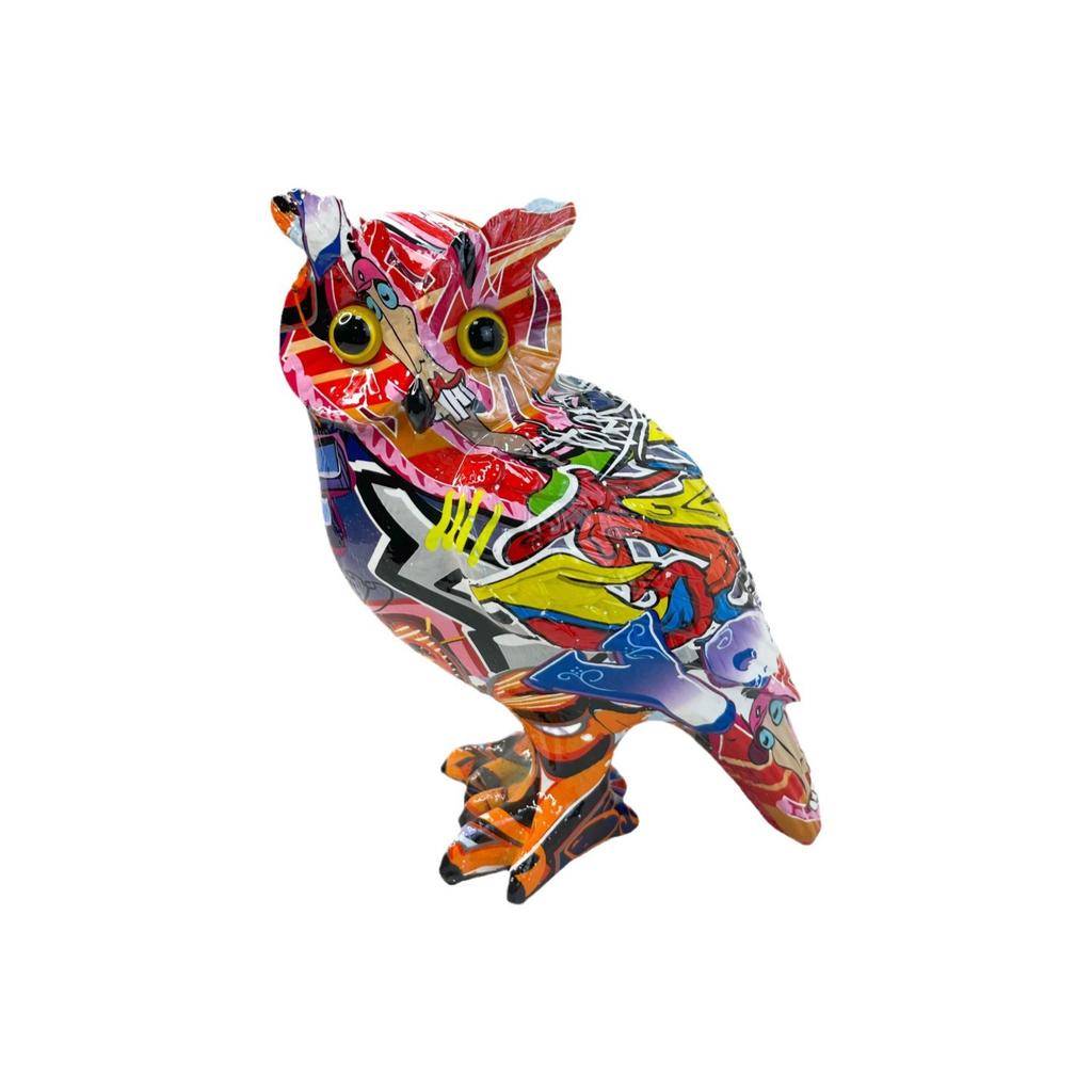 American Creative Home New Colorful Crafts Owl Resin Ornaments Office Living Room Entrance Decoration
