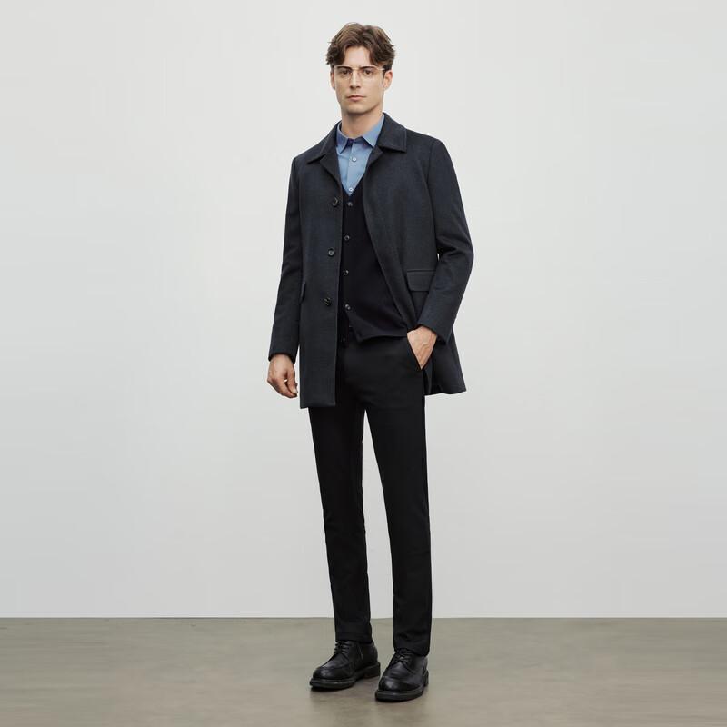 EMZ Ordos Men's Detachable Cashmere Lined Wool Coat