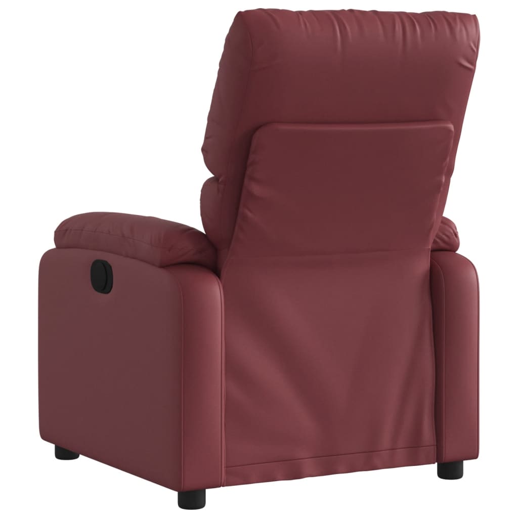 Recliner Chair Burgundy Synthetic Leather