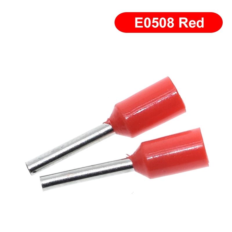 100pcs E0508 E2508 Tubular Wire Cold Pressure Connector Electrical Cable Crimps Wire Ferrules 22AWG Wire VE0508 VE2508