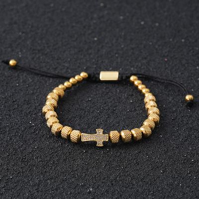 Luxury Cross Charm Bracelet For Men Women Stainless Steel Beads Handmade Jewelry Gift