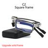 Fashionable Folding Reading Glasses for Ladies Small Frame Metal Glasses With Original Box Portable Black Men Farsighted Glasses +1 To +4
