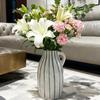 Hand-Painted Ceramic Vase with Double-Ear Striped Design