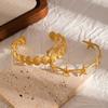 Starfish Shell Bracelet Gold Color Vintage Cuff Bracelets Elegant Opening Bangles  Girl