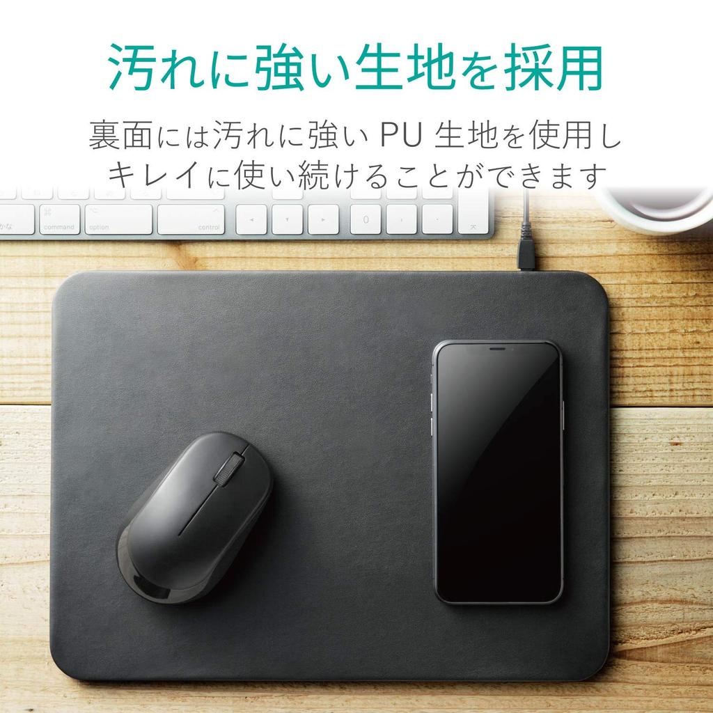 Elecom Mouse Pad with Wireless Charger, Qi Standard Compatible, Black, MP-WQ01BK
