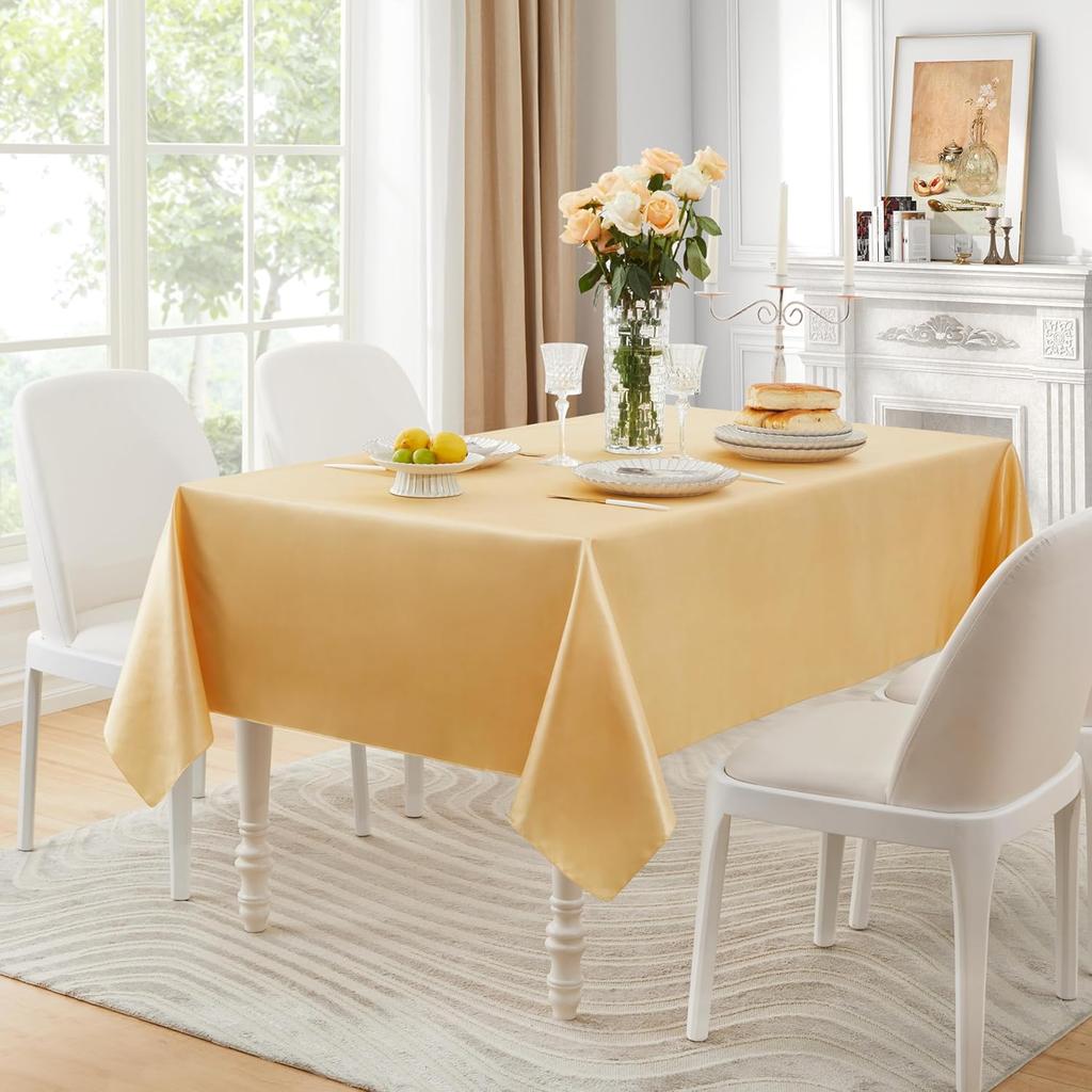 Satin Table Cover Rectangle Silky Soft Table Cloth, Satin Dining Tablecloths for Wedding Banquet Table Decoration, Dining Room