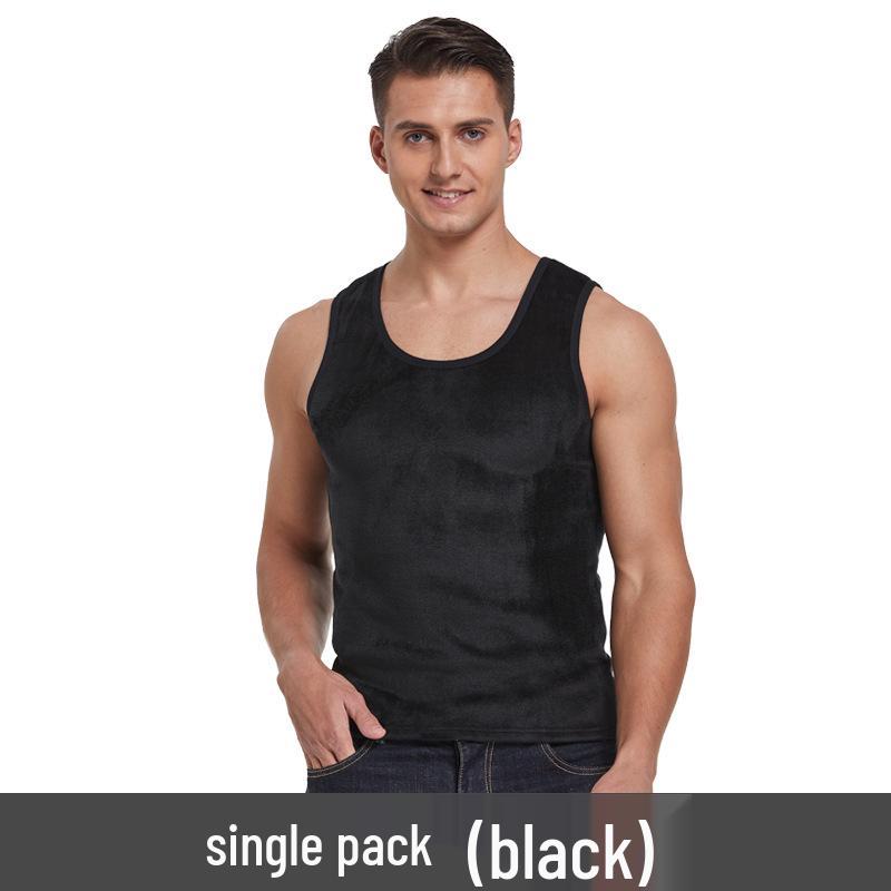 Men's Winter Double-Sided Golden Velvet Vest with Fleece, Thickened for Warmth; Round Neck Waistcoat & Base Layer for Cold Protection