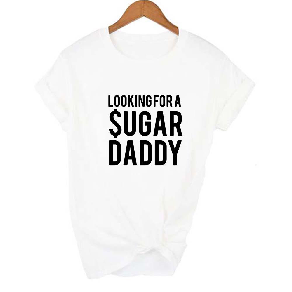 Looking For A Daddy Letters Print Women Tshirt Funny Short Sleeve Summer Tees Harajuku Female
