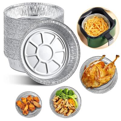 20 Pcs/6/7/9 Inch Disposable Aluminum Foil Plate Circular Tin Foil Pie Plate For Air Fryer Baking Cooking Storage Baking Tools