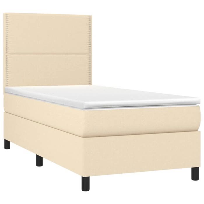 Maison Exclusive - Sommier à lattes de lit et matelas Crème 90x190 cm Tissu