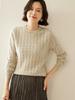 Cashmere Women's Round Neck Cable Knit Sweater - 2025 Autumn/Winter Retro Loose Slimming Pullover.