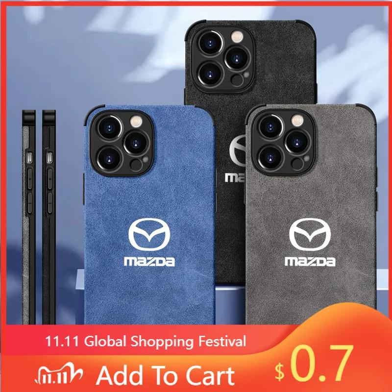 2025 Hot Fashion Car For Mazda Logo Suede All Inclusive Phone Case For iPhone 16 15 13 14 12 Pro Max Mini 8 XR XS 16 Plus 15Pro