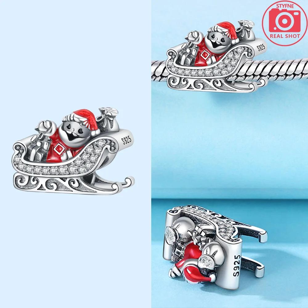 Red Santa Claus White Snowman Snowflakes Gift Boots Original Copper Charms Beads Fit Bracelet Jewelry Women Diy