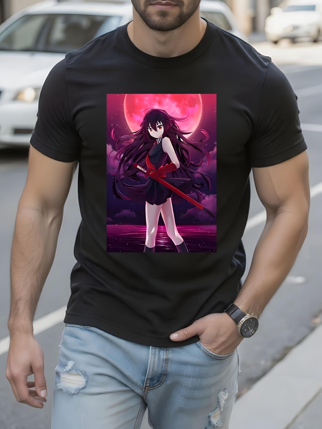 Anime Graphic Tshirt Graphic Tshirt - Black Casual Tee wi... M
