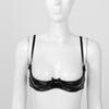 Women Patent Leather Bra Underwired Unlined Brassiere Glossy Design Adjustable Shoulder Straps Lingerie Top