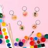50Pcs Blank Wooden Keychain Set, Unfinished Wood Pieces with Key Rings Wood Key Ring Key Tags DIY Supplies for Craft