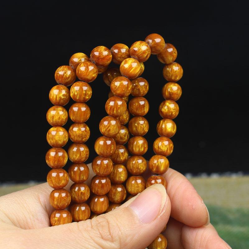 Golden Sea Willow Black Coral Buddhist Beads Bracelet - 108 Beads, Multi-turn, 20mm & 18mm.