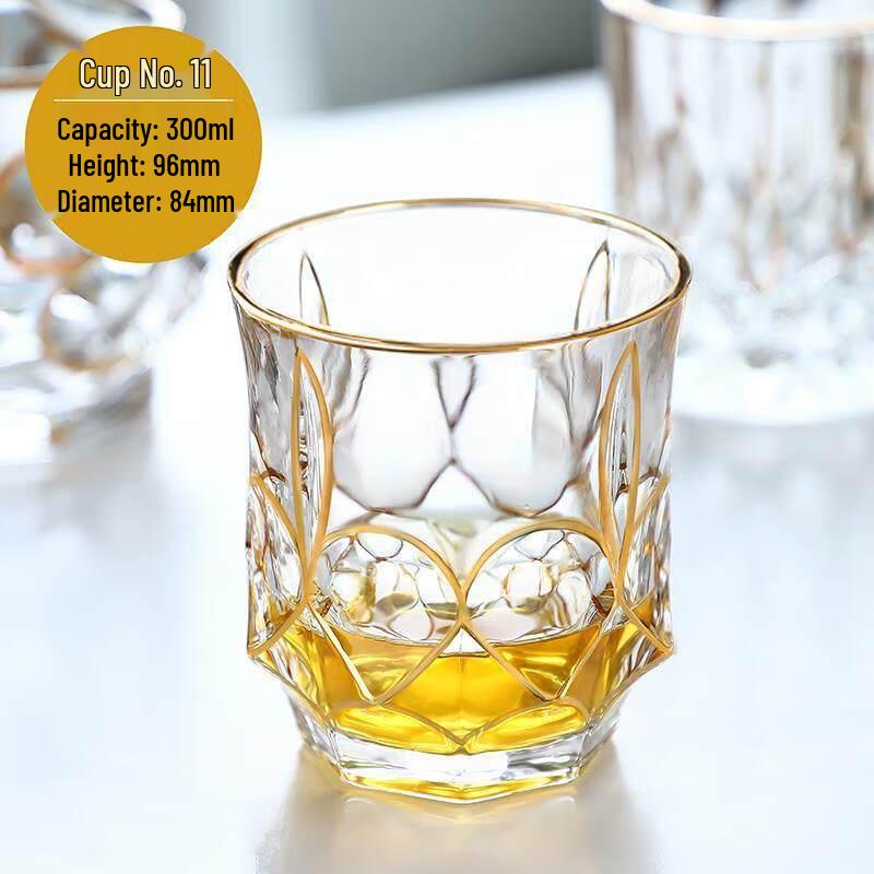 HA Crystal Glass Whiskey & Spirit Tumbler with Gold Trim