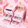 Pink Storage Box Cute Shelf Desk Drawer  Desk Small Box Cosmetics Stationery Set Sundries Desktop Organizer Office Supplies