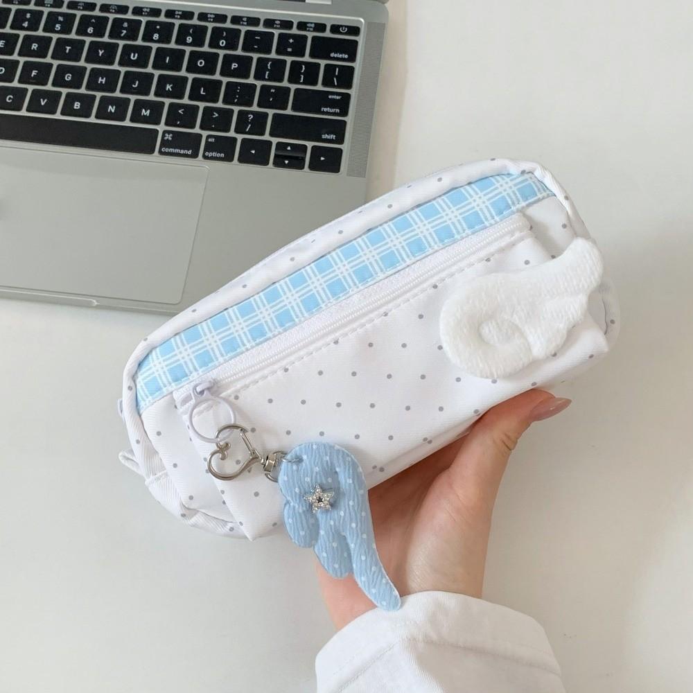 Print Wings Dots Pencil Case Y2k Pencil Pouch Sweet Korean Style Pen Bag Student