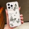 For iPhone 16 Pro 16E 15 Pro Max 14 13 12 11 Phone Case Diamond Frame Butterfly Print Clear Shockproof Soft Silicone Anti-Fall Bumper Cover