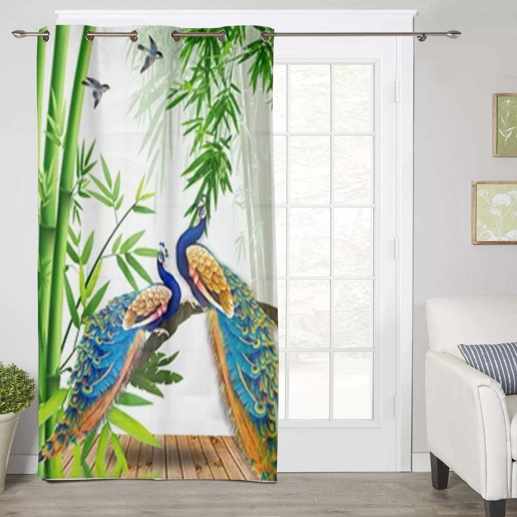 Beautiful Peacock Background Window Curtains For Living Room Luxury Bedroom Decor Drapes Kitchen Window Treatments Curtains