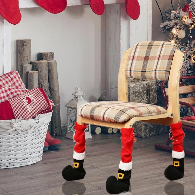 Christmas Chair Leg Covers Furnitures Feet Cover Table Chair Legs Pad Floor Protector for Xmas Party Dinner Decorations