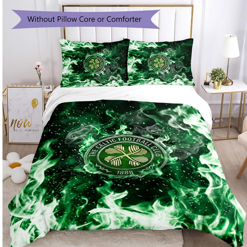 Set Biancheria da Letto Celtic FC Stampato 3 Pezzi Copripiumino Traspirante con Federe Biancheria da Letto Decorativa per Camera da Letto Casa