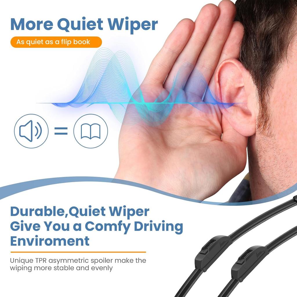 GSPSCN OEM QUALITY 26''+16'' Premium Original Replacement Windshield Wiper Blades,Quiet and Durable Stable High Performance All-Season Auto Wiper