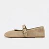 Cozy Faux Suede Brand Ballet Flats Women Fashion Round Toe Shallow Mary Jane Shoe Elegant Narrow Buckle Plus Size Designer Flats