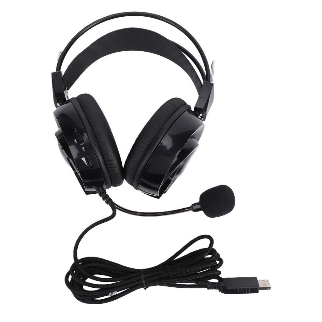 Headset with Microphone 120 degrees Rotatable USB Headphones Comfortable for Online Classes Language Exams Music