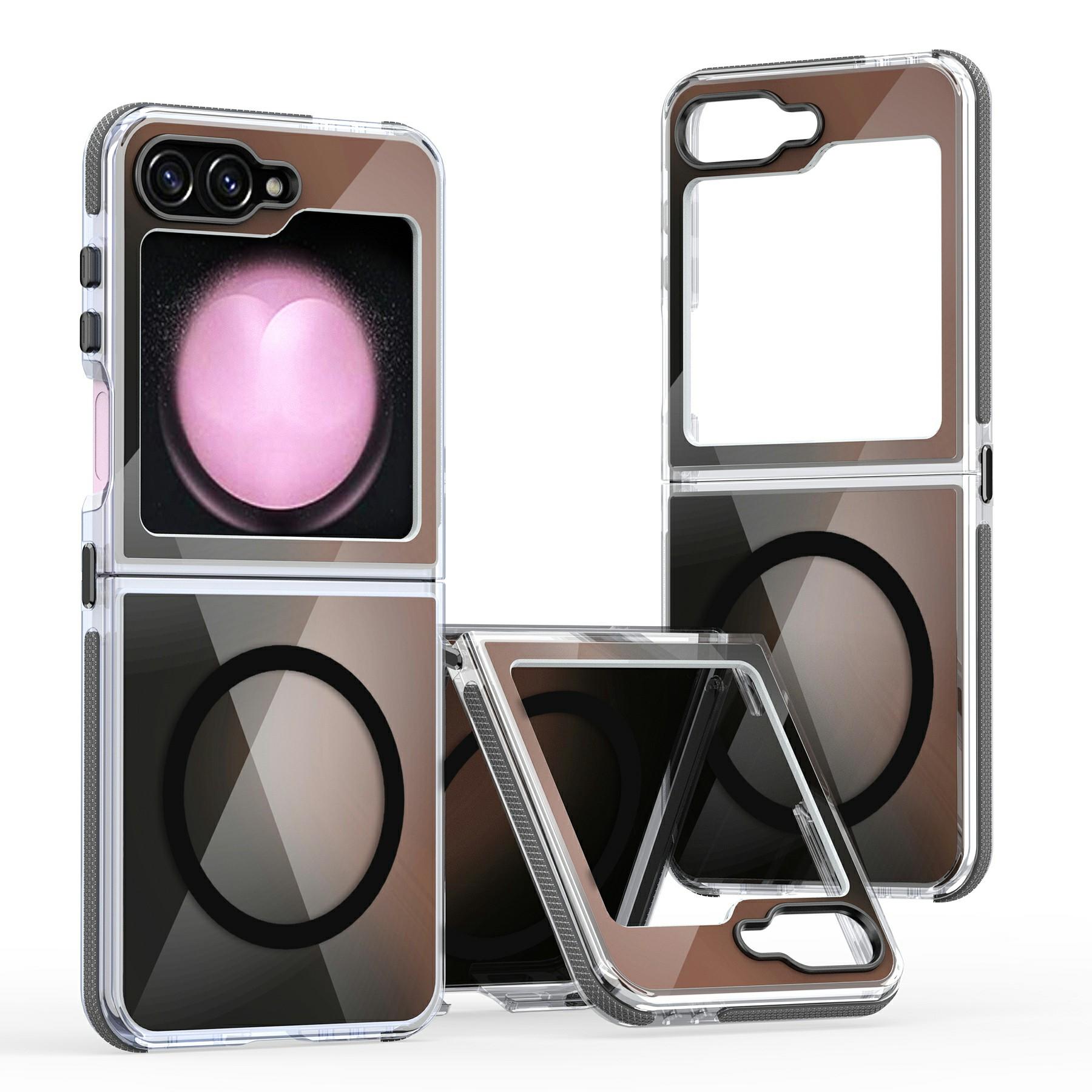 

Чехол для Samsung Galaxy Z Flip6 5G, совместимый с MagSafe, меняющий цвет, ТПУ, акриловая задняя крышка для телефона Black