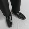 Men’s Rivet Loafers Dress Black Patent Leather Monks Shoes Men Slip on Pointed Toe Tuxedo Rock Club Shoes Plus Size