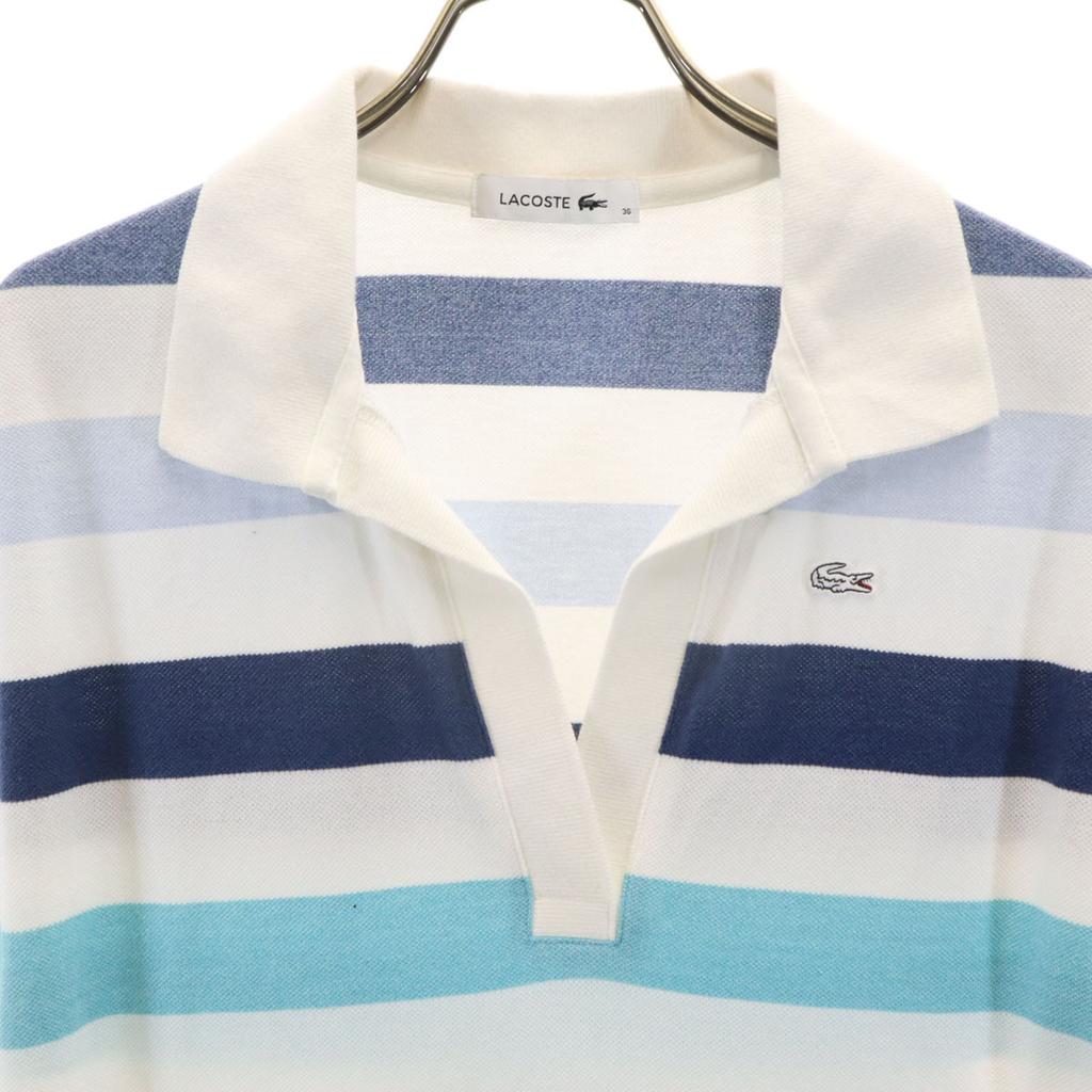 Lacoste Bordürenmuster Französische Ärmel Skipper Polo Minikleid Damen Gebraucht