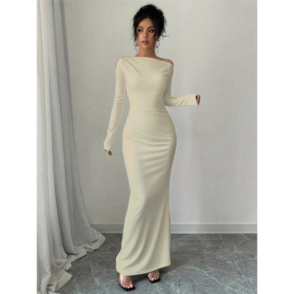 Dámské sexy šaty bez ramínek s dlouhým rukávem, slim střihu, s potiskem