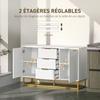 Credenza con 3 Cassetti e Ripiani Regolabili per Soggiorno - Bianca