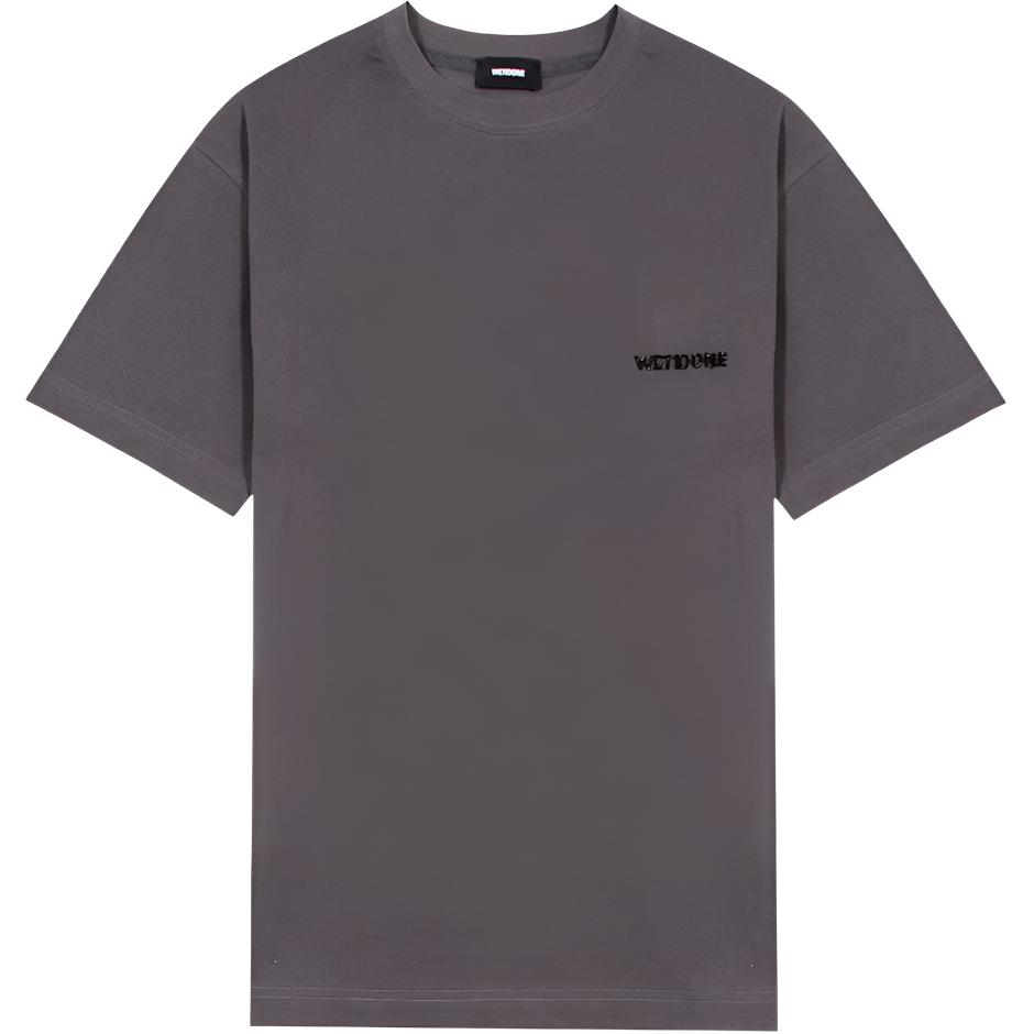 WE11DONE Minimalist Solid Color Beaded Short Sleeve T-Shirt Unisex Tops Charcoal-Gray WD-TT3-24-734-U-CH