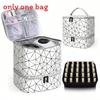 Pu Makeup Bag With Double Layer Nail Polish Organizer For Travel And Storage