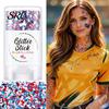Women Makeup Stick Independence Day Body Glitter Stick, Patriotic USA Flag Face Hair Accessories, Sparkling Red White Blue for 4th of July