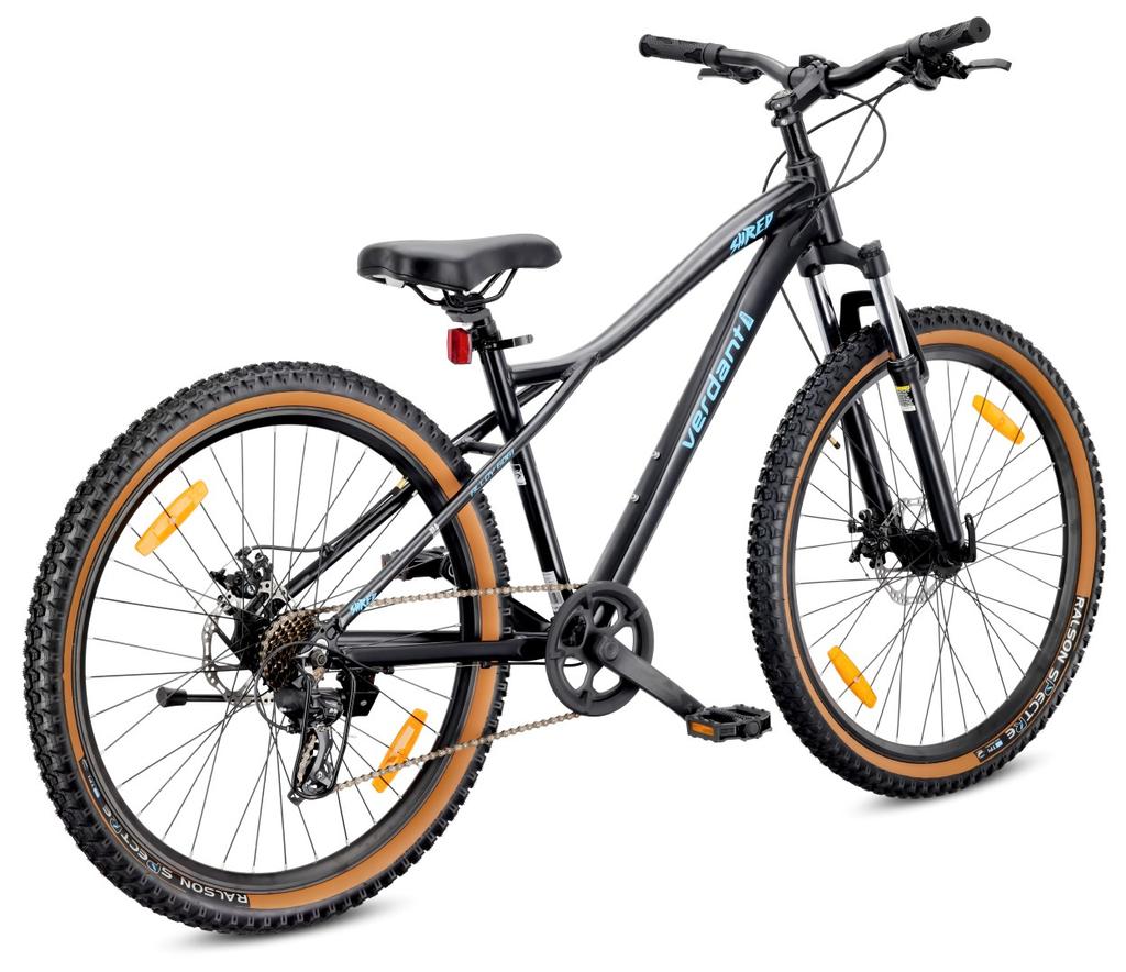 Rower Górski Mtb 27.5 Cala 7 Biegów Na Komunię Aluminium Lekki Amortyzator Hamulce Tarczowe Shimano Rama M 17 Cali Verdant Shred Czarny