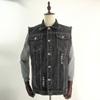 Foreign trade printing casual European and American punk denim locomotive vest lapel jacket men's 2098
