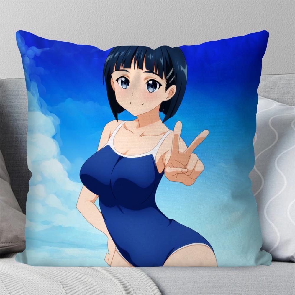 Kirigaya Suguha Animation S-Word A-Art O-Online Kissenbezug Quadratisches Kissen Schlafzimmer Sofa Freizeit Wohnzimmer Heimdekoration 40X40