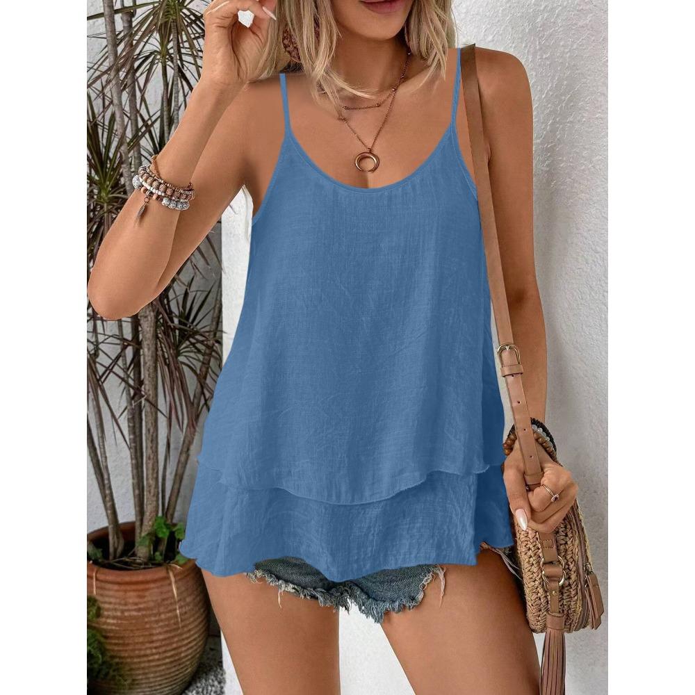 Strapless Sleeveless Double-layer Flowing Suspender Summer Fashion Comfortable Versatile Loose Casual Women Vest