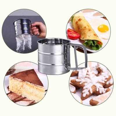 Backmehlsieb, doppellagig, feinmaschig, Pulver, Zuckerstreuer, Staubwedel, Handsieb aus Edelstahl, Backkuchen, Mehlsieb, Werkzeug, Küchenzubehör