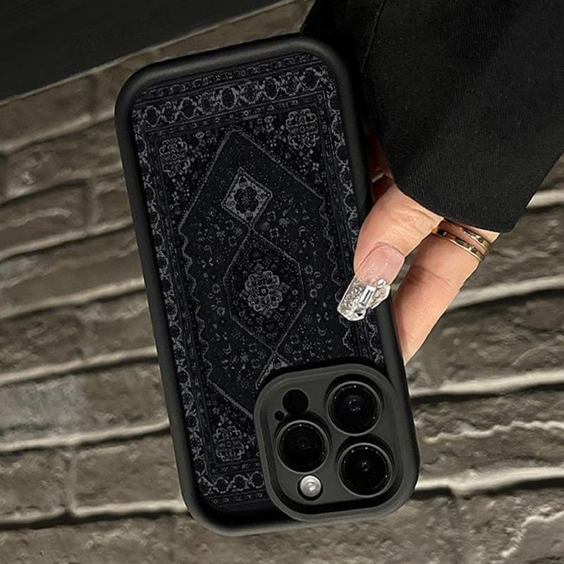 Wspaniałe Czarne Etui z Etnicznym Wzorem TPU na Telefon iPhone 17 Pro Max Etui iPhone Air 17E 16 15 14 13 12 11 XS X XR 7 8 Plus Pokrowiec